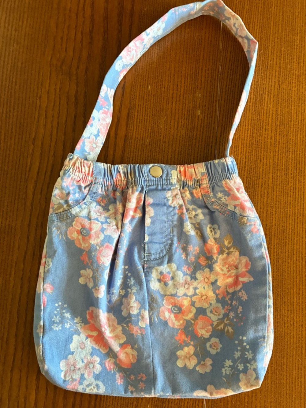 Handmade Floral Bag -recycled kids pants